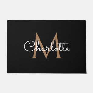 Black Gold Monogram Elegante Girly Script Fußmatte