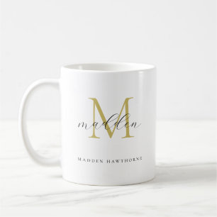 Black Gold Monogram Elegante Skriptnamen Kaffeetasse