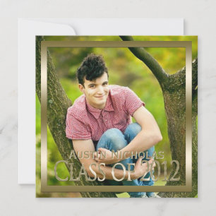 Black Gold Monogram Full Page Foto Abschluss Einladung