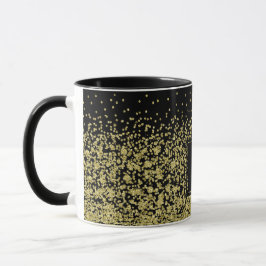 Black & Gold Monogram Glitzer Eleganter Kaffee Tasse