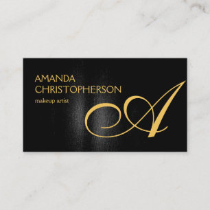 Black Gold Monogram Makeust Artist Business Card Visitenkarte