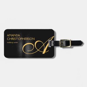 Black Gold Monogram Makeust Moderne Schlichte Kuns Gepäckanhänger