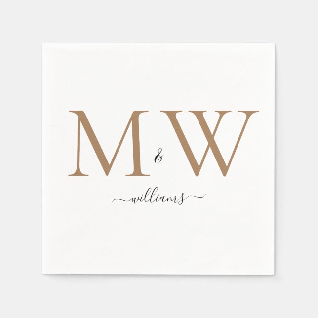 Black & Gold Monogram Name Wedding Serviette (Vorderseite)
