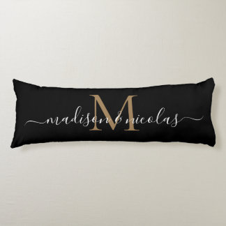 Black Gold Monogram Script Neuer Jahrestag Seitenschläferkissen