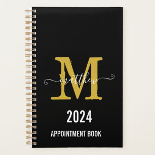 Black & Gold Monogram Script-Terminierungsbuch Planer