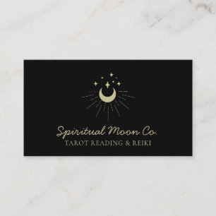 Black Gold Moon Stars Spirituelles Reiki Visitenkarte