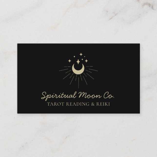 Black Gold Moon Stars Spirituelles Reiki Visitenkarte (Vorderseite)