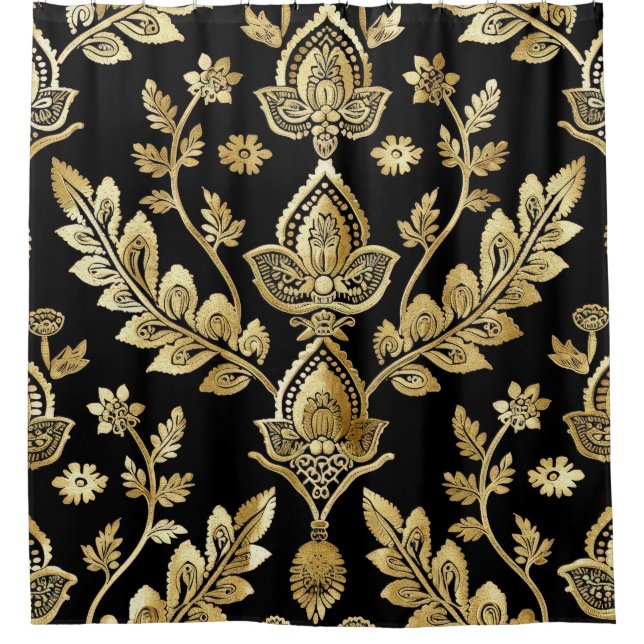 Black & Gold Motif Duschvorhang (Vorderseite)