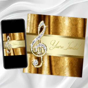 Black Gold Music Treble Clef Einladungen