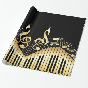 Black & Gold Musiknoten Geschenkpapier