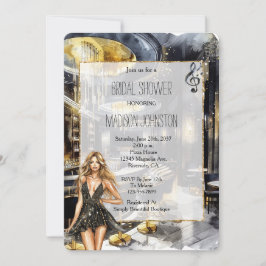 Black Gold Night Club Brautparty Einladung