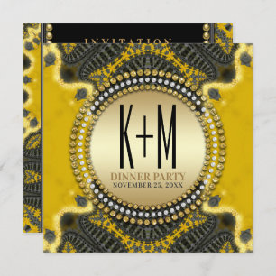 Black Gold Nouveau Dinner Party Special Einladung