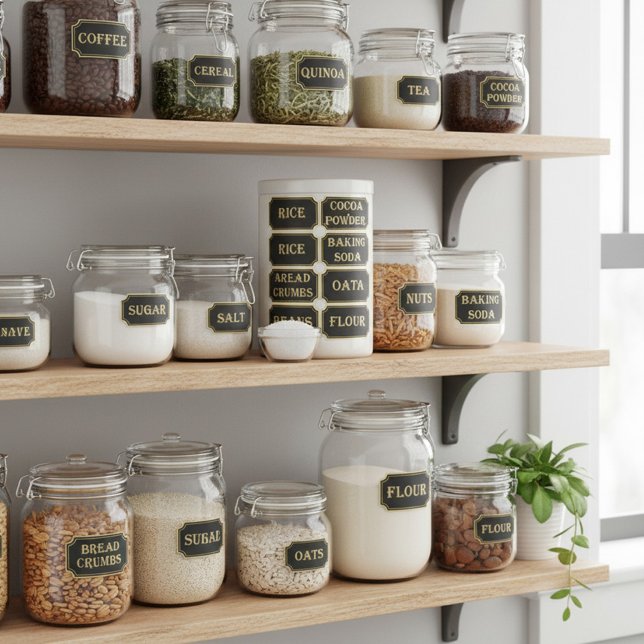 Black & Gold Pantry Label Stickers (Von Creator hochgeladen)