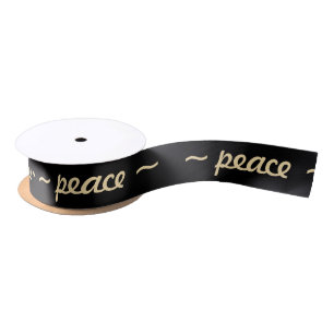Black Gold Peace Ribbon Satinband