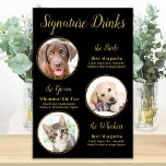 Black Gold Pet Hochzeit 3 Fotos Signature Drinks Poster<br><div class="desc">Unterschreiben Sie Cocktails von Ihren Haustieren! Bringen Sie Ihren besten Hund, die beste Katze und jedes Haustier in Ihre Hochzeit mit einem eigenen Bar für Ihre Gäste. Ideal für Hundeliebhaber, und ein spezielles Hundeschlitten Bar wird bei Ihrer Hochzeit ein Hit sein. Elegante Vorlagen mit Goldschrift und Bild. Passen Sie dieses...</div>
