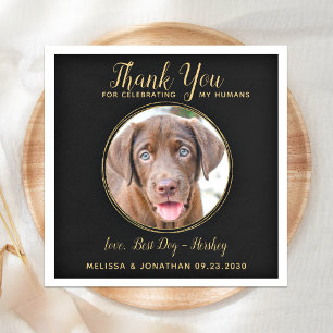 Black Gold Pet Hochzeit Vielen Dank Custom Dog Fot Serviette