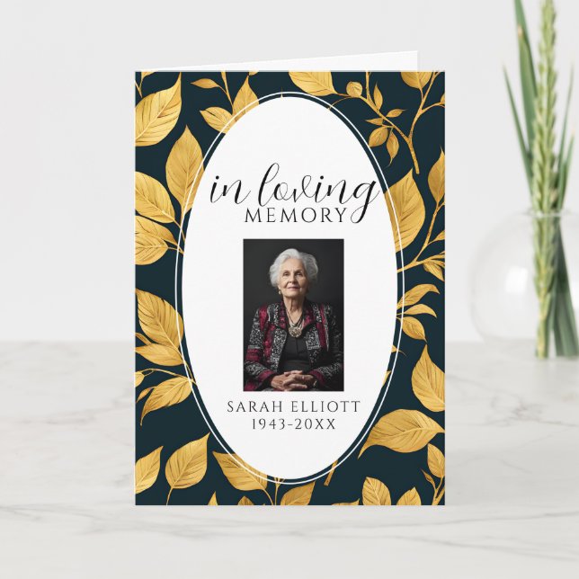 Black & Gold Photo Funeral Order of Service  Programm (Vorderseite)