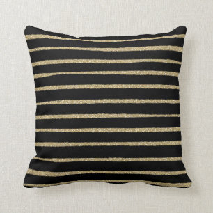 Black Gold Pinselstriche Stripes Kissen