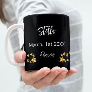 Black Gold Pisces Sternkonstellation Geburtstag Kaffeetasse