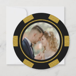 Black Gold Poker Chip Hochzeitliches Eloped Party Einladung