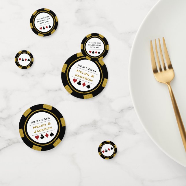 Black Gold Poker Chip Las Vegas Wedding Konfetti (Gruppe)