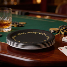 Black & Gold Poker Night Party Plates Pappteller