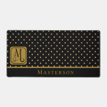 Black & Gold Polka Dot Monogramm mit Nachname
