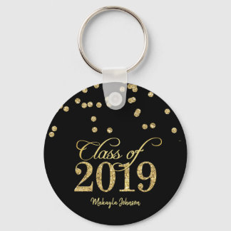 Black & Gold Polka-dots Glitzer Class 2019 Schlüsselanhänger