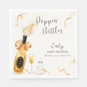 Black Gold Poppin Flaschen Champagne Baby Dusche Serviette
