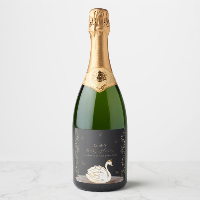 Black Gold Princess Swan Butterfly Baby Dusche (Vorderseite)