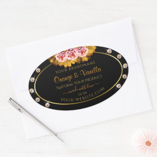 Black Gold Produktkennzeichnungen Orange Pink Rose Ovaler Aufkleber