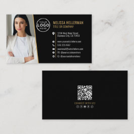 Black Gold Professional QR Code Photo Logo Visitenkarte