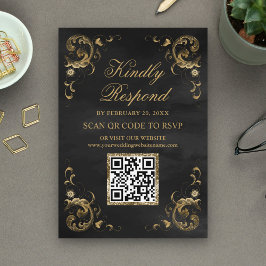 Black Gold QR Code UAWG Wedding Website Begleitkarte