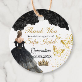 Black Gold Quinceañera Custom Favor Tag Geschenkanhänger