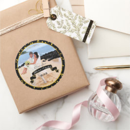 Black Gold Random Dot Muster Ihr Hochzeitsszenario Runder Aufkleber