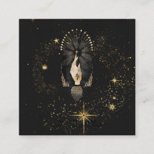 *~* Black Gold Rays Stars Mystic Hand Schlange Quadratische Visitenkarte