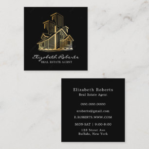 Black Gold Real Anwesen Agent Square Business Card Quadratische Visitenkarte