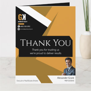 Black & Gold Realtor Design, Immobilienmakler Dankeskarte
