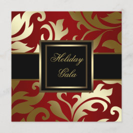 Black Gold Red Damask Feierlichkeiten Einladungen