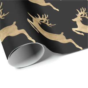 Black Gold Rentier Weihnachtsfeiertage Delikat Geschenkpapier