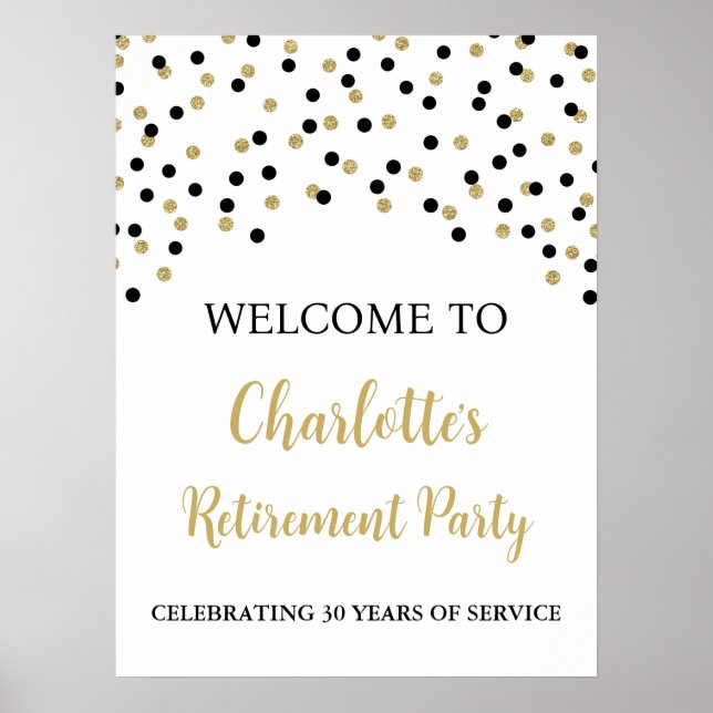 Black Gold Rentirement Party Custom 18x24 Poster (Vorne)
