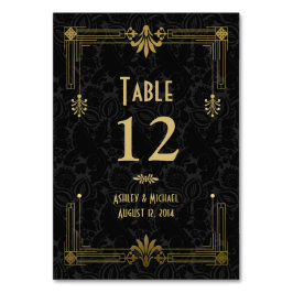 Black Gold Roaring 20er Art Deco Hochzeit Tischnummer
