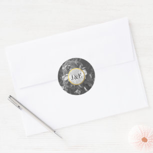 Black Gold Rose Bouquet Antike Hochzeit Runder Aufkleber
