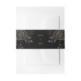 Black & Gold Rose Coffin Gothic Wedding Einladungsbanderole