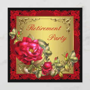 Black Gold Rote Rose Womans Retirement Party Einladung