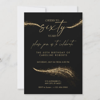Black & Gold Royal 60th Birthday Invitation Einladung