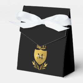 Black & Gold Royal Emblem Shield Monogram Geschenkschachtel