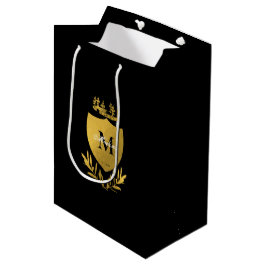 Black & Gold Royal Emblem Shield Monogram Mittlere Geschenktüte