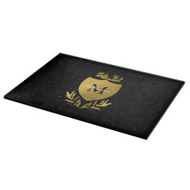 Black & Gold Royal Emblem Shield Monogram Schneidebrett