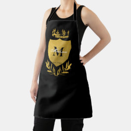 Black & Gold Royal Emblem Shield Monogram Schürze